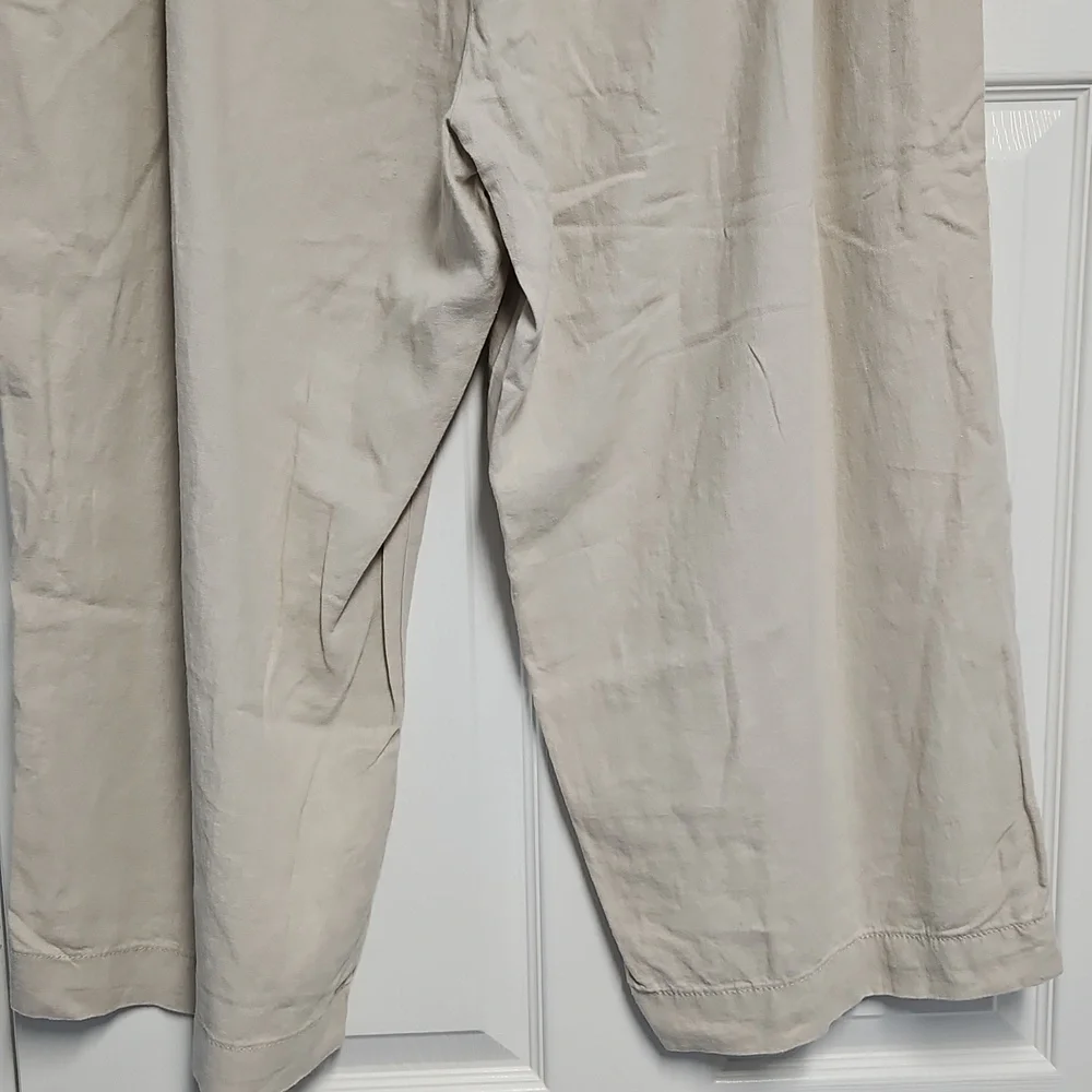 Westbound Linen Blend Mid‎ Rise Straight Leg Lightweight Pant: Natural: Size- 3X